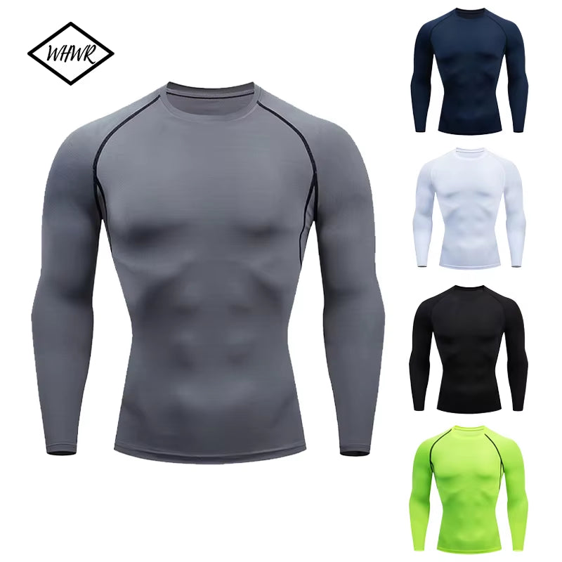Men Compression Running T-Shirt Fitness Tight Long Sleeve T-Shirt Quick Dry Bodybuilding Jogging Tracksuit Homme Athletic Shirts